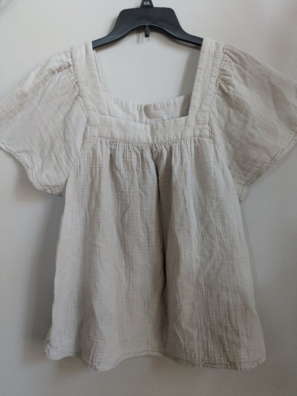 Style & Co khaki gauze cottagecore cotton top size XL #286B